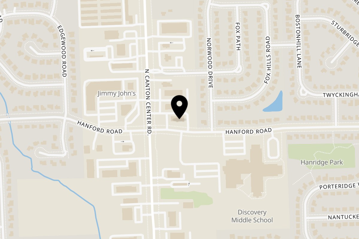 Map showing the location of Kolachi Kitchen on 45300 Hanford Rd in Canton Township